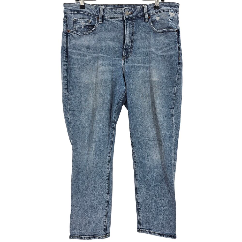 Old Navy Womans size 14 High Rise OG Straight Light Wash Denim Jeans Blue
